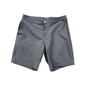 Lululemon Commission Shorts Mens 36 Grey Grid Golf Casual Technical 9" Inseam
